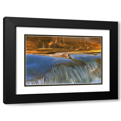 Vermont Autumn reflections on cascade in stream Black Modern Wood Framed Art Print with Double Matting by Clemons, Kathleen
