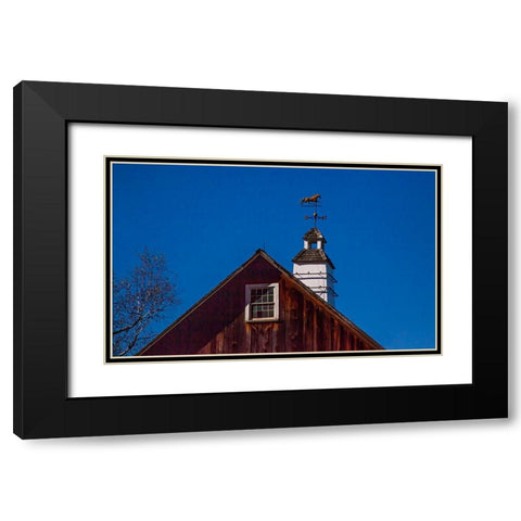 USA-New England-Vermont weather vane on top of wooden barn topped with horse Black Modern Wood Framed Art Print with Double Matting by Gulin, Sylvia