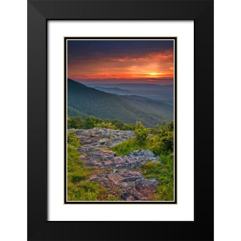 VA, Franklin Cliff Overlook Sunset on mountains Black Modern Wood Framed Art Print with Double Matting by OBrien, Jay