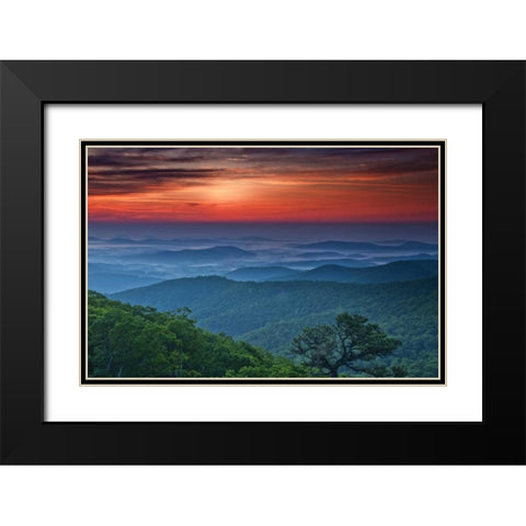 VA, Franklin Cliff Overlook Sunset on mountains Black Modern Wood Framed Art Print with Double Matting by OBrien, Jay