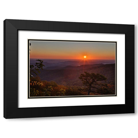 USA-Virginia-Shenandoah National Park-Sunrise along Skyline Drive in the Fall Black Modern Wood Framed Art Print with Double Matting by Looney, Hollice