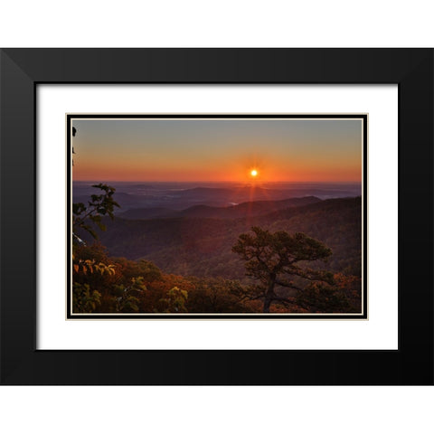 USA-Virginia-Shenandoah National Park-Sunrise along Skyline Drive in the Fall Black Modern Wood Framed Art Print with Double Matting by Looney, Hollice