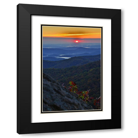 USA-Virginia-Shenandoah National Park-Sunrise along Skyline Drive in the Fall Black Modern Wood Framed Art Print with Double Matting by Looney, Hollice