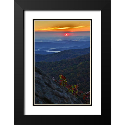 USA-Virginia-Shenandoah National Park-Sunrise along Skyline Drive in the Fall Black Modern Wood Framed Art Print with Double Matting by Looney, Hollice