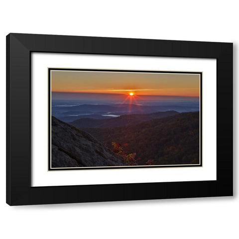 USA-Virginia-Shenandoah National Park-Sunrise along Skyline Drive in the Fall Black Modern Wood Framed Art Print with Double Matting by Looney, Hollice
