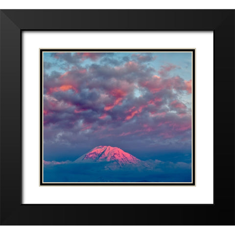 Mt Rainier at sunset-Washington State Black Modern Wood Framed Art Print with Double Matting by Jones, Adam