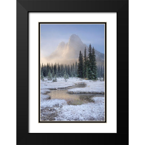 Fresh autumn snow on Liberty Bell Mountain and meadows of Washington State Pass Black Modern Wood Framed Art Print with Double Matting by Majchrowicz, Alan