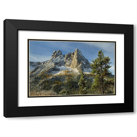 Liberty Bell Mountain and Early Winters Spires seen from Washington State Pass Overlook Black Modern Wood Framed Art Print with Double Matting by Majchrowicz, Alan