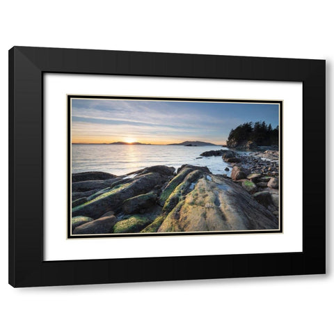 Sunset at Wildcat Cove-looking out to Samish Bay and the San Juan Islands-Larrabee State Park Black Modern Wood Framed Art Print with Double Matting by Majchrowicz, Alan