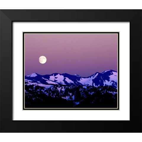 WA, Olympic NP Moonrise from Hurricane Ridge Black Modern Wood Framed Art Print with Double Matting by Kelley, David