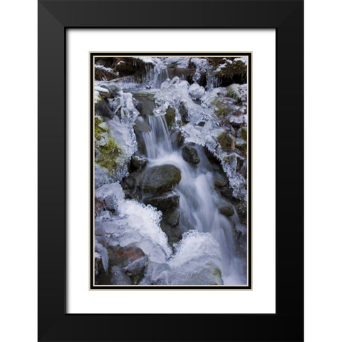 Washington, Olympic NP Icy winter waterfall Black Modern Wood Framed Art Print with Double Matting by Paulson, Don