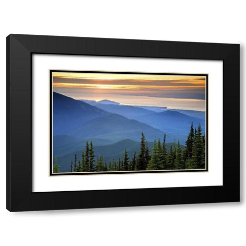 WA, Olympic NP Sunset view from Deer Park Black Modern Wood Framed Art Print with Double Matting by Paulson, Don