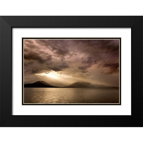 WA, Seabeck God rays shine through dark clouds Black Modern Wood Framed Art Print with Double Matting by Paulson, Don