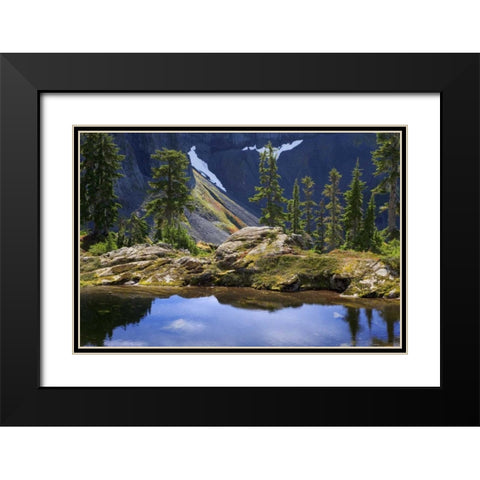 WA, Mount Baker Wilderness, A mountain tarn Black Modern Wood Framed Art Print with Double Matting by Paulson, Don