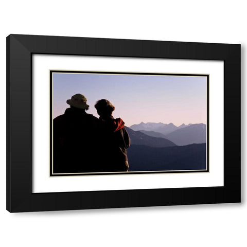 WA, Mount Baker Two women view mountain scenery Black Modern Wood Framed Art Print with Double Matting by Paulson, Don