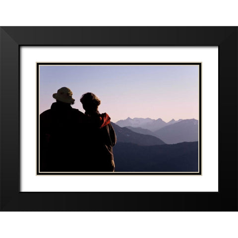 WA, Mount Baker Two women view mountain scenery Black Modern Wood Framed Art Print with Double Matting by Paulson, Don