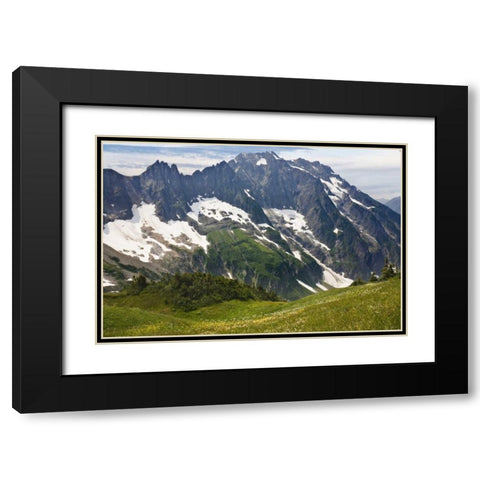 Washington , Cascade Pass Mountain landscape Black Modern Wood Framed Art Print with Double Matting by Paulson, Don