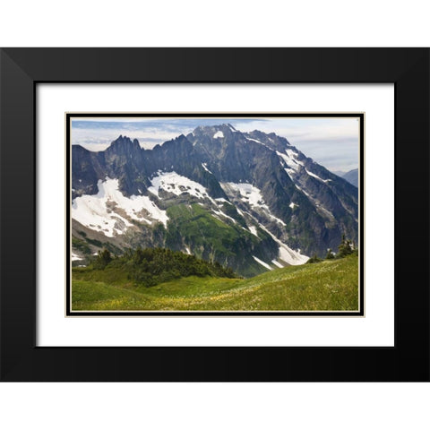 Washington , Cascade Pass Mountain landscape Black Modern Wood Framed Art Print with Double Matting by Paulson, Don