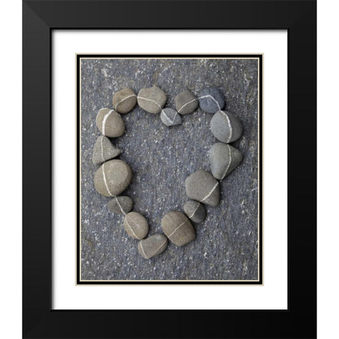 USA, Washington Rocks arranged in a heart shape Black Modern Wood Framed Art Print with Double Matting by Paulson, Don