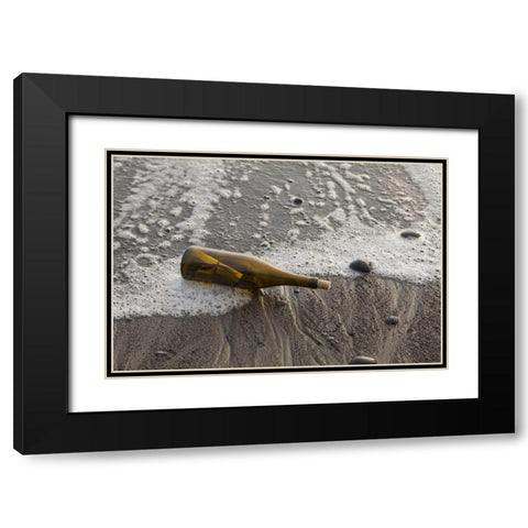 WA, Olympic NP Message in a bottle on shore Black Modern Wood Framed Art Print with Double Matting by Paulson, Don