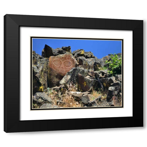 WA, Columbia GorgeTsagaglalal petroglyph Black Modern Wood Framed Art Print with Double Matting by Terrill, Steve