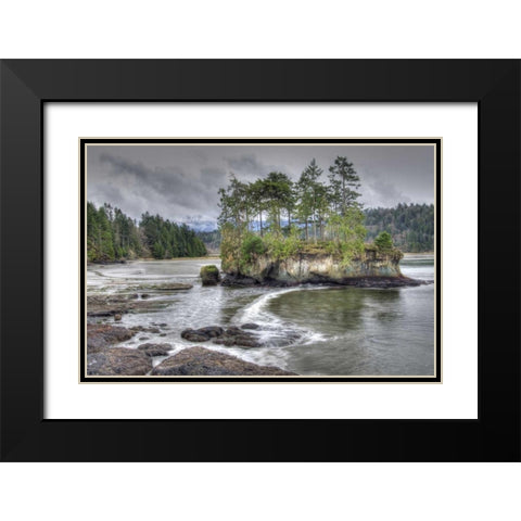 WA, Salt Creek Landscape of island in river Black Modern Wood Framed Art Print with Double Matting by Shimlock, Jones
