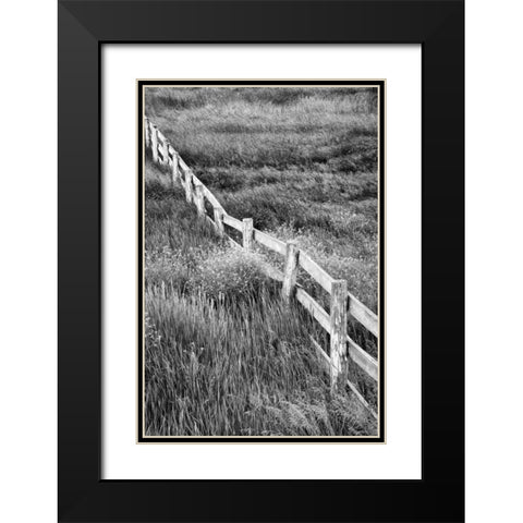 Washington Wooden fence in the Palouse country Black Modern Wood Framed Art Print with Double Matting by Flaherty, Dennis