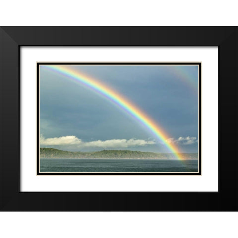 Washington, Seabeck Rainbow over Hood Canal Black Modern Wood Framed Art Print with Double Matting by Paulson, Don