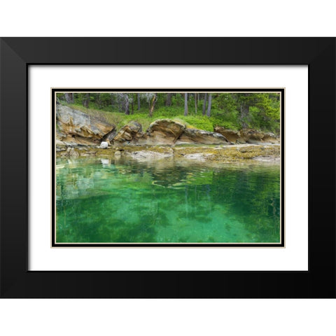 WA, San Juans Secluded bay on Sucia Island Black Modern Wood Framed Art Print with Double Matting by Paulson, Don