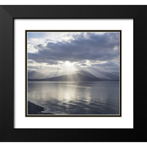 WA, Seabeck God rays over Hood Canal Black Modern Wood Framed Art Print with Double Matting by Paulson, Don