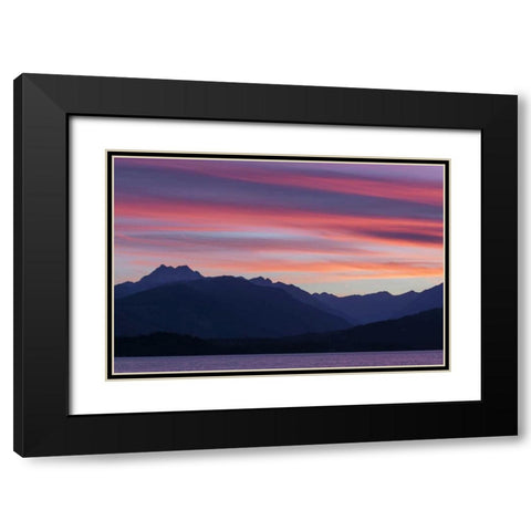 WA, Seabeck Olympic Mountains and Hood Canal Black Modern Wood Framed Art Print with Double Matting by Paulson, Don
