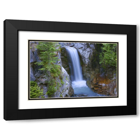 WA, Mount Rainier NP Christine Falls scenic Black Modern Wood Framed Art Print with Double Matting by Delisle, Gilles