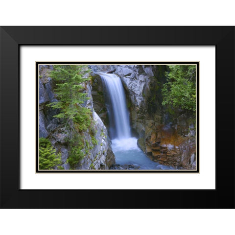 WA, Mount Rainier NP Christine Falls scenic Black Modern Wood Framed Art Print with Double Matting by Delisle, Gilles