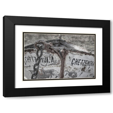 Washington State-Port Townsend BandW of boat bow  Black Modern Wood Framed Art Print with Double Matting by Jaynes Gallery