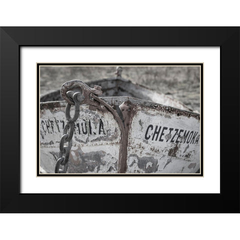 Washington State-Port Townsend BandW of boat bow  Black Modern Wood Framed Art Print with Double Matting by Jaynes Gallery