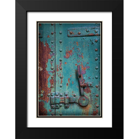 Washington State-Port Townsend Rusted metal door in fort  Black Modern Wood Framed Art Print with Double Matting by Jaynes Gallery