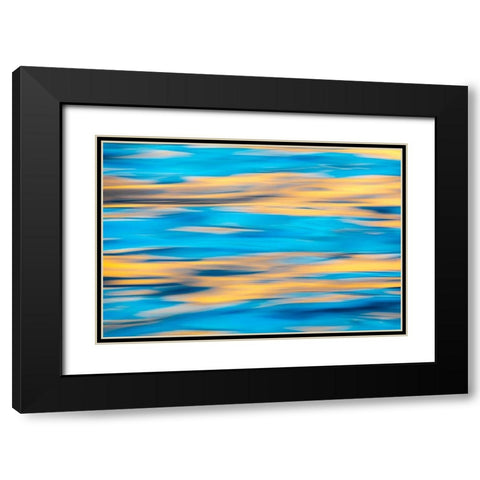 Washington State-Seabeck Blue and gold reflections on Hood Canal  Black Modern Wood Framed Art Print with Double Matting by Jaynes Gallery