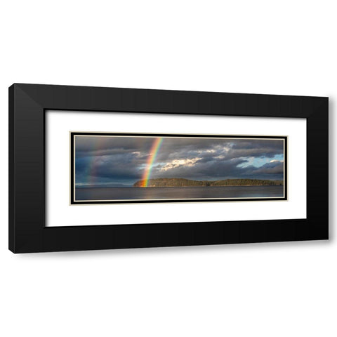 Washington State-Seabeck Panoramic of rainbow over Hood Canal  Black Modern Wood Framed Art Print with Double Matting by Jaynes Gallery