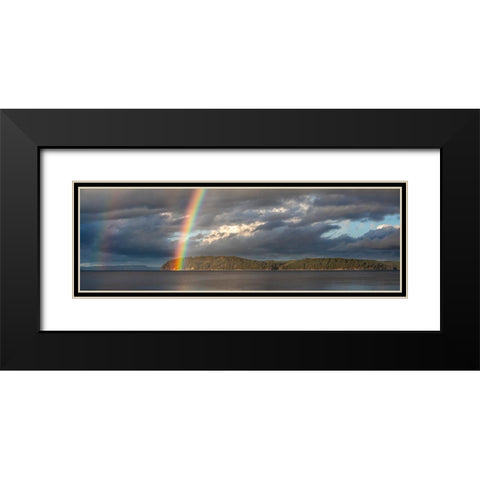 Washington State-Seabeck Panoramic of rainbow over Hood Canal  Black Modern Wood Framed Art Print with Double Matting by Jaynes Gallery