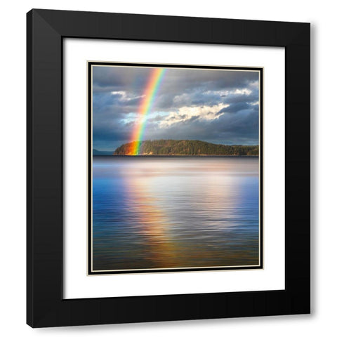Washington State-Seabeck Rainbow over Hood Canal  Black Modern Wood Framed Art Print with Double Matting by Jaynes Gallery