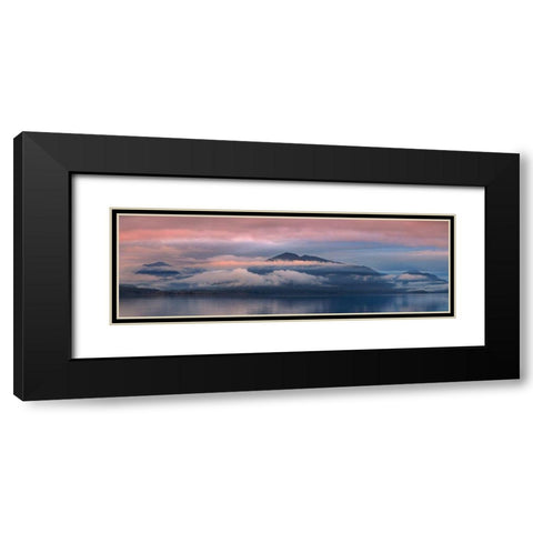 Washington State-Seabeck Panoramic of sunset over Hood Canal  Black Modern Wood Framed Art Print with Double Matting by Jaynes Gallery