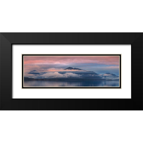 Washington State-Seabeck Panoramic of sunset over Hood Canal  Black Modern Wood Framed Art Print with Double Matting by Jaynes Gallery
