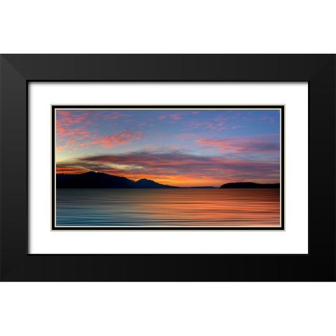 USA-Washington State-Seabeck Composite panoramic sunset over Hood Canal Black Modern Wood Framed Art Print with Double Matting by Jaynes Gallery