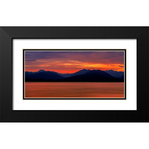 USA-Washington State-Seabeck Composite panoramic sunset over Hood Canal Black Modern Wood Framed Art Print with Double Matting by Jaynes Gallery