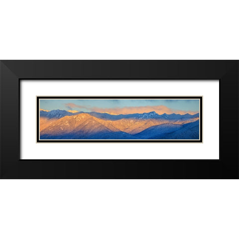 USA- Washington State. Panoramic of sunrise on Olympic Mountains in winter. Black Modern Wood Framed Art Print with Double Matting by Jaynes Gallery