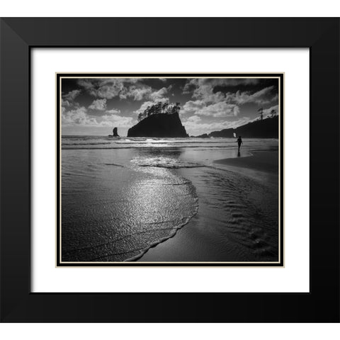 Usa-Washington State A beachgoer strolling Second Beach in late afternoon Black Modern Wood Framed Art Print with Double Matting by Sederquist, Betty