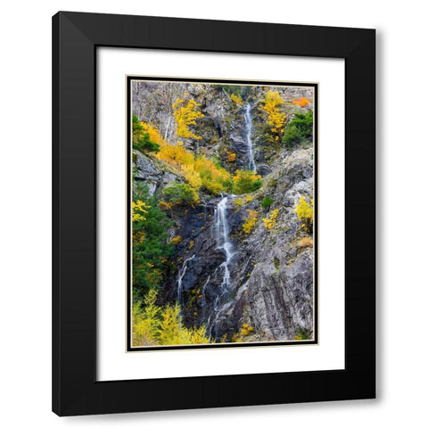 USA- Washington State- east of Newhalem highway 20 waterfall with fall colors Black Modern Wood Framed Art Print with Double Matting by Gulin, Darrell