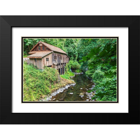 Washington State-Woodland Cedar Creek Grist Mill-near Vancouver-Washington Black Modern Wood Framed Art Print with Double Matting by Wilson, Emily