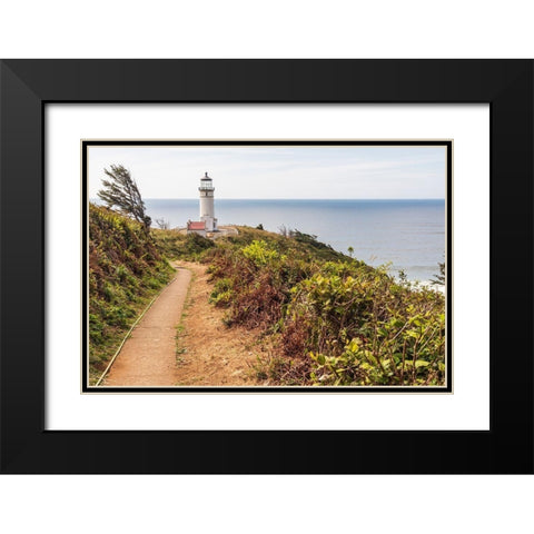 Washington State-Ilwaco-Cape Disappointment State Park North Head lighthouse Black Modern Wood Framed Art Print with Double Matting by Wilson, Emily