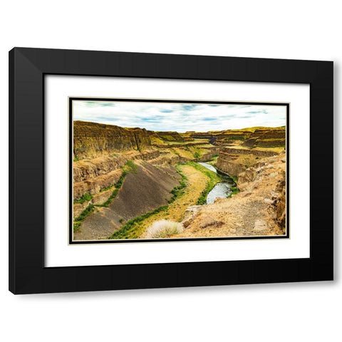USA- Washington State- Whitman County- Palouse. River running through a canyon. Black Modern Wood Framed Art Print with Double Matting by Wilson, Emily M.